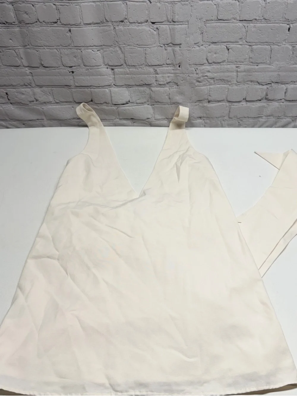 STAUD Cream Bow-Detail Mini Dress size small
